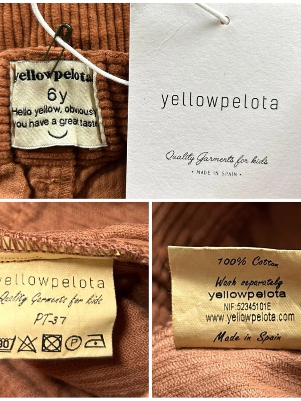 Yellowpelota Organic Cotton Corduroy Caramel Brown Pleated Trouser Pants
